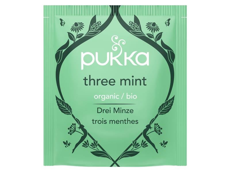 Pukka Teebeutel Bio-Tee Drei Minze 20 Stück Kühl-erfrischender Bio-Tee