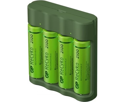 GP ReCyko Everyday-batteriladdare B421 (USB), inkl. 4 stk. AA 2100mAh NiMH-batterier