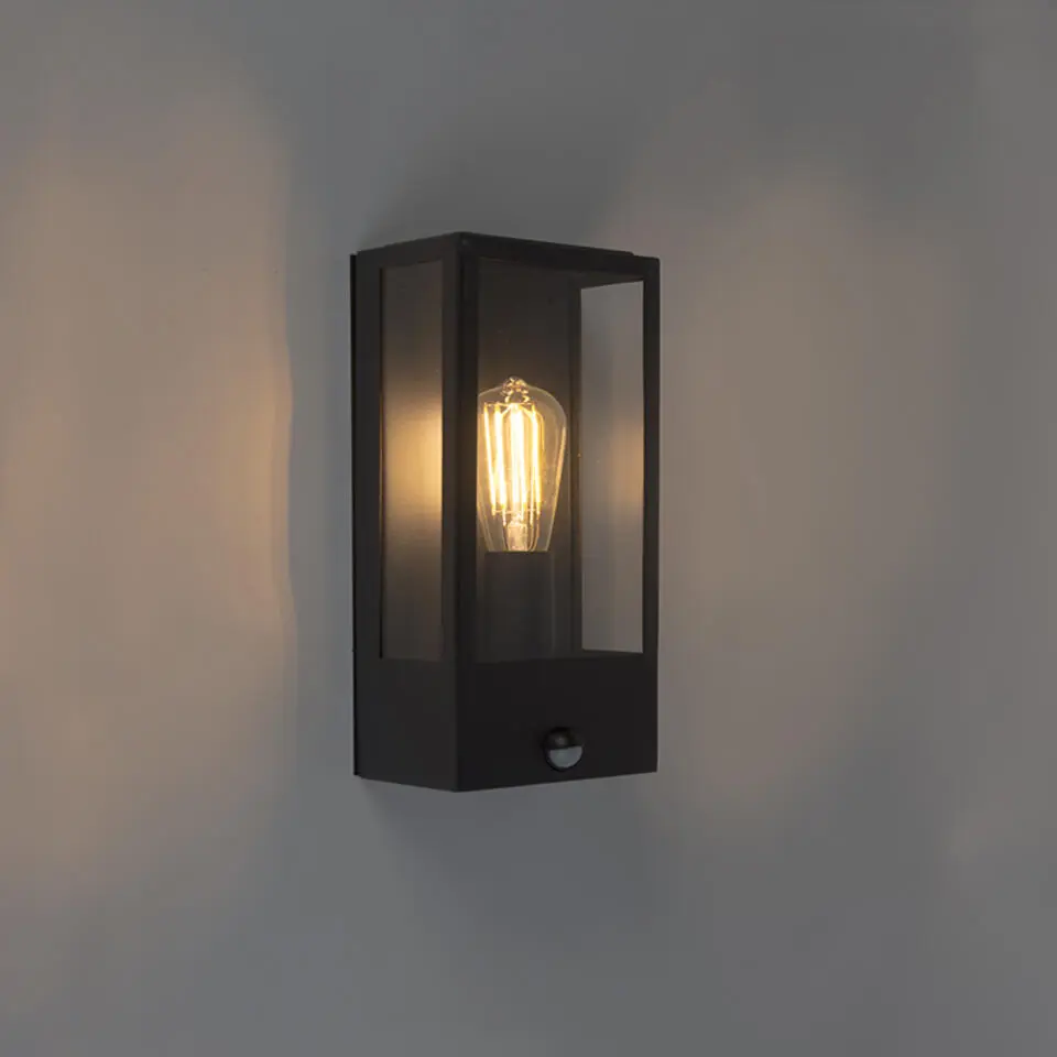 Qazqa buitenlampen met sensor rotterdam zwart e27