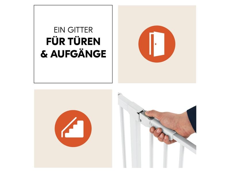Hauck Türschutzgitter Clear Step Autoclose 2  21 cm Weiss Barrierefreies, automatisch schliessendes Tür- und Treppenschutzgitter-Set