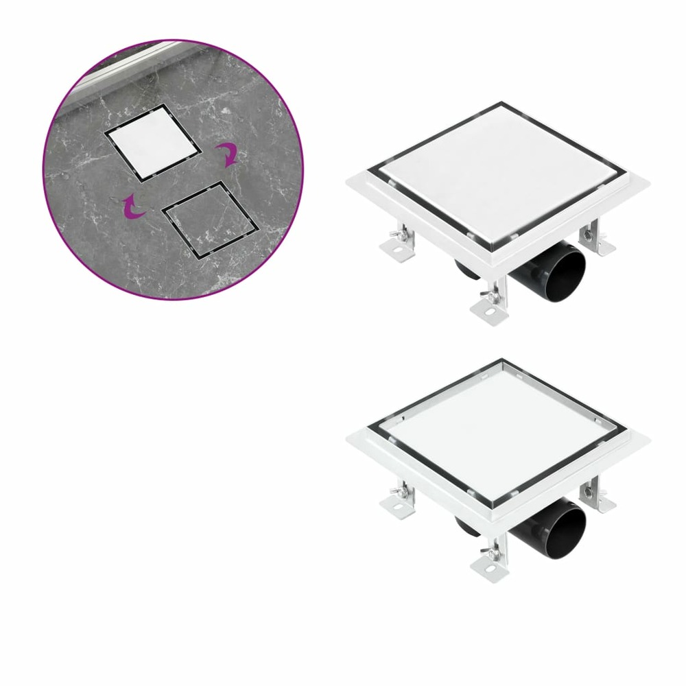 Drain de douche avec couvercle 2 en 1 18x18 cm acier inoxydable