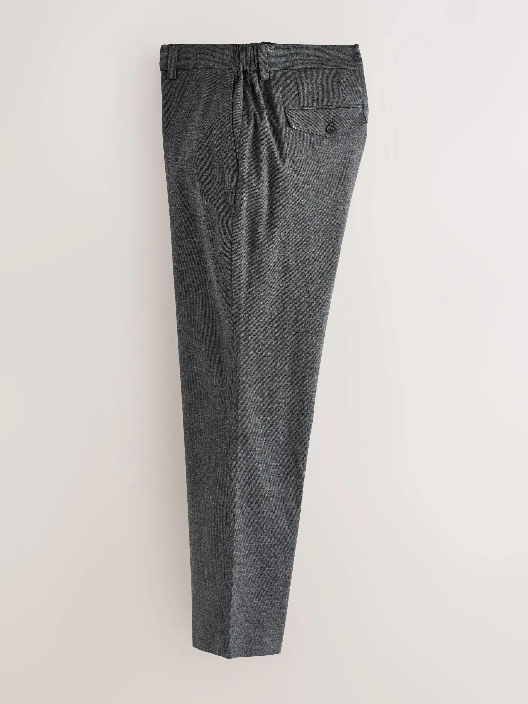 Antraciet - Regular Fit Smart Brushed Cotton Textured Trousers