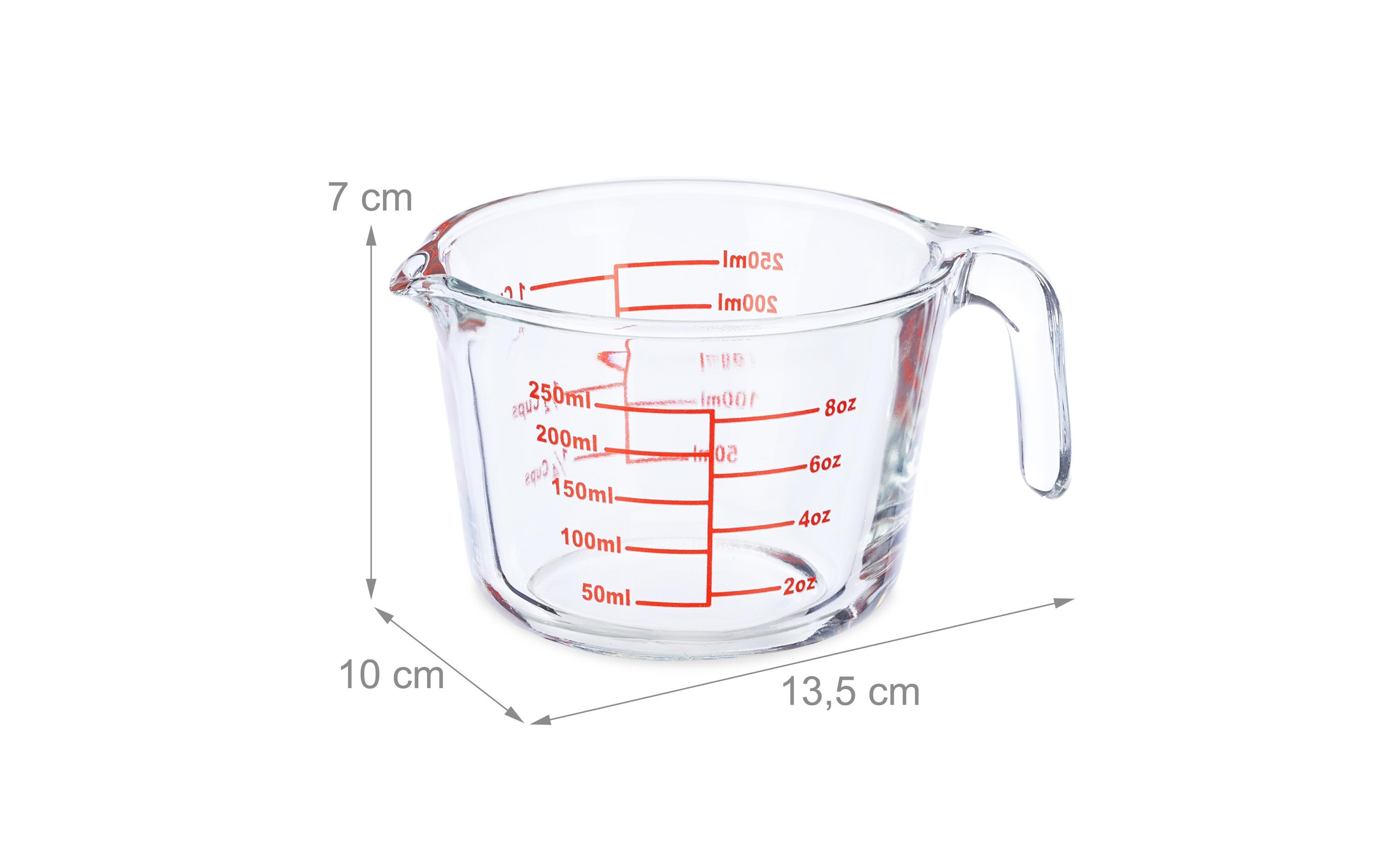 Messbecher 250 ml, Rot/TransparentGlasmessbecher