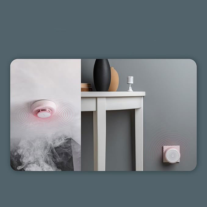 (85dB) Rauchmelder Fotoelektrisch Smoke Detector mit App-Steuerung / Feuer Alarm / ZigBee Smart Home Integration Ø10.46cm (SD-S01D) - Weiss