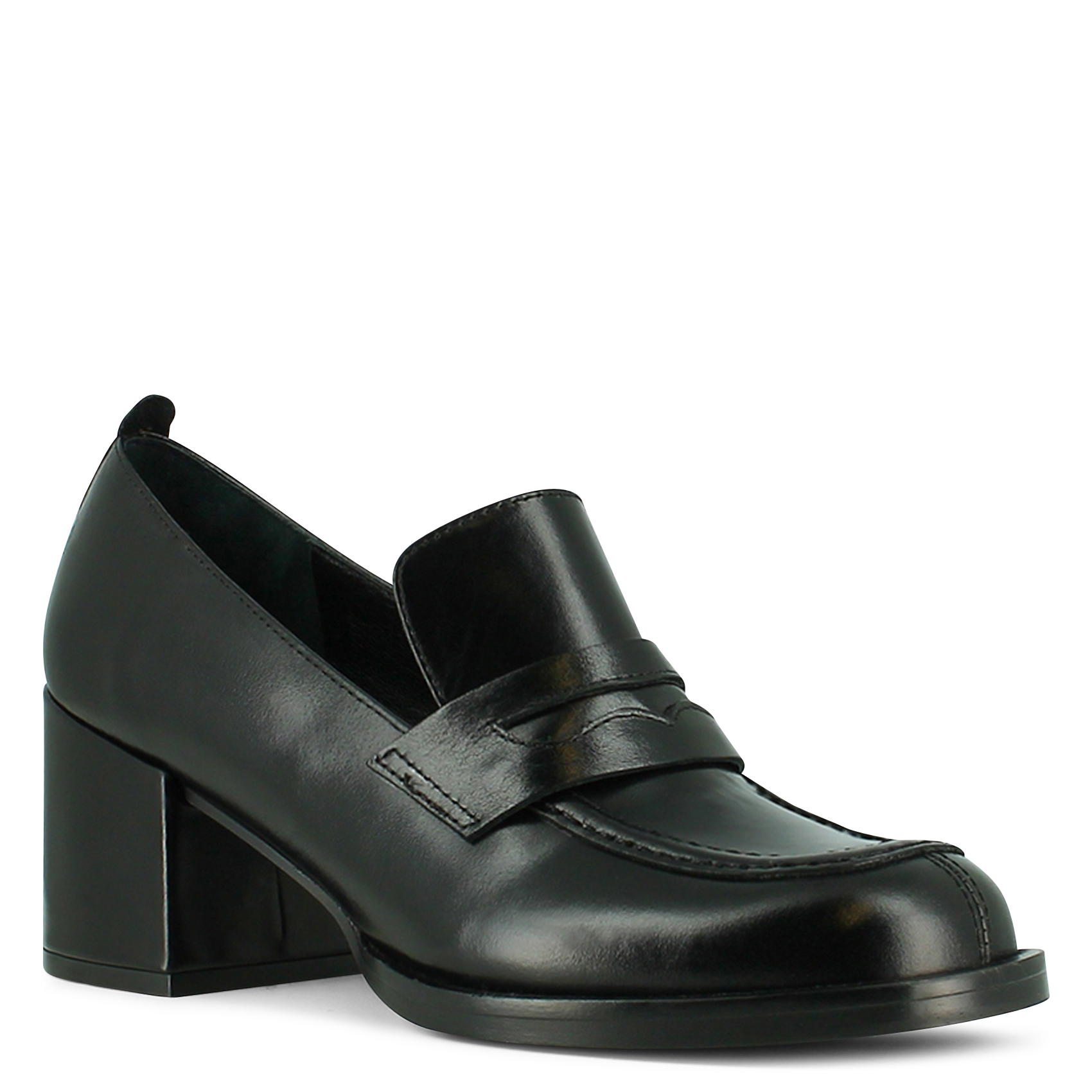 BICHE - Mocassins à talon en cuir | Noir