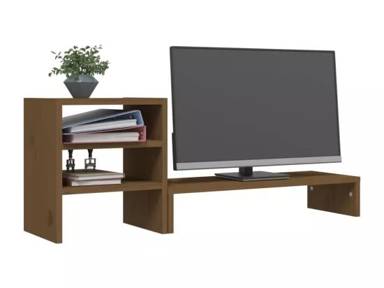 Support de moniteur Marron miel 81x20x30 cm Bois de pin solide
