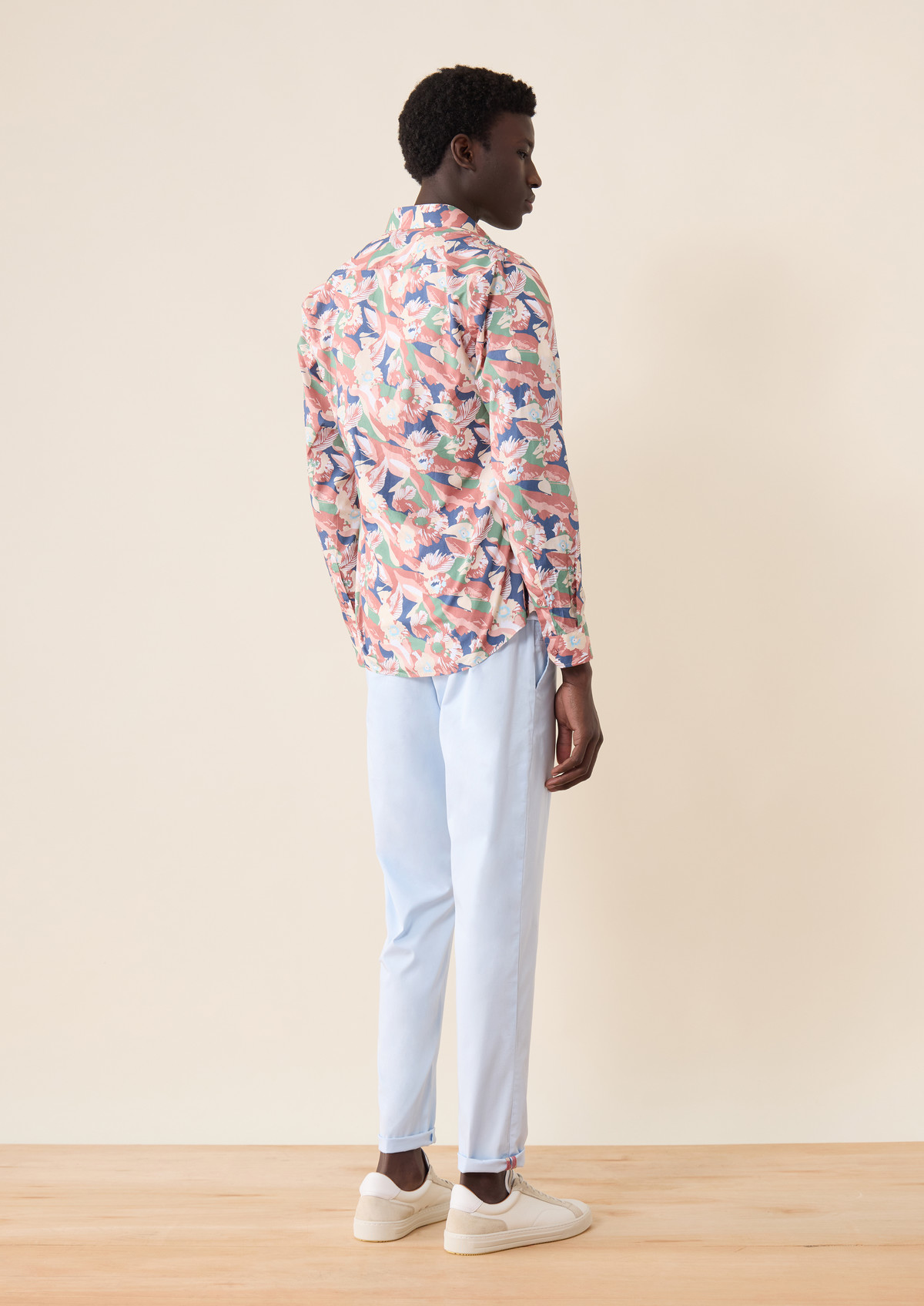 Chino slack skinny 7/8 en coton stretch uni bleu ciel