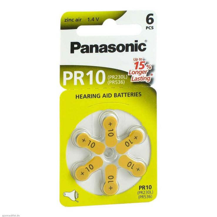 Batterien für Hörgeräte Panasonic PR 10, 6 St