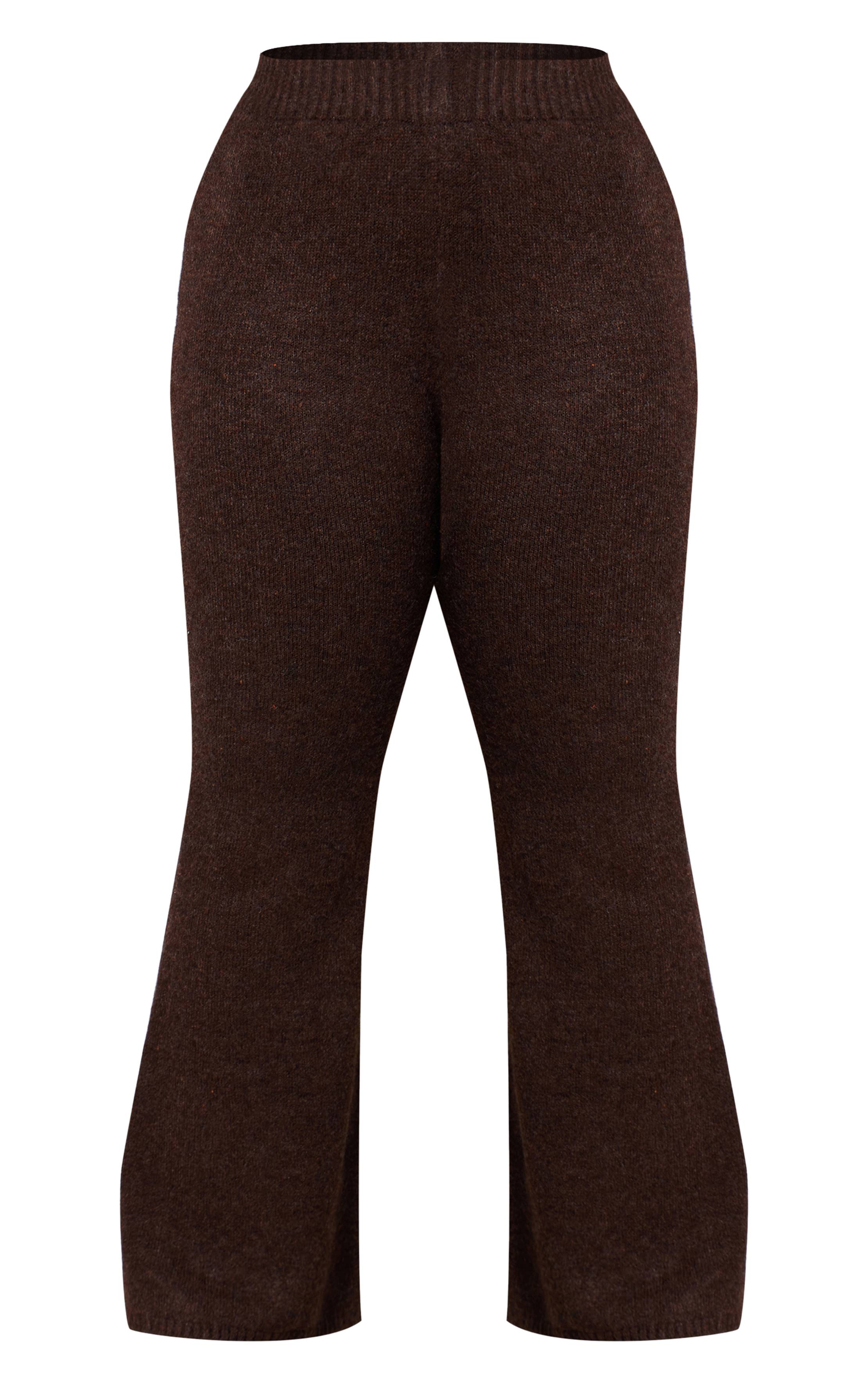 Chocolat Pantalon Large En Maille Grande Taille