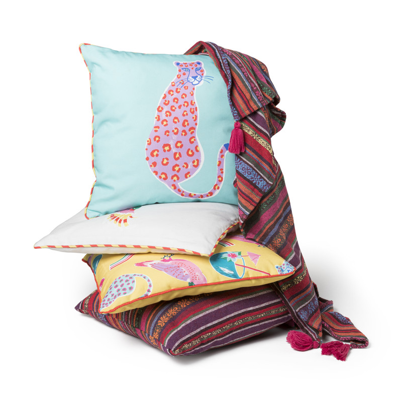 Sierkussen Mexican - rood/paars - 45x45 cm