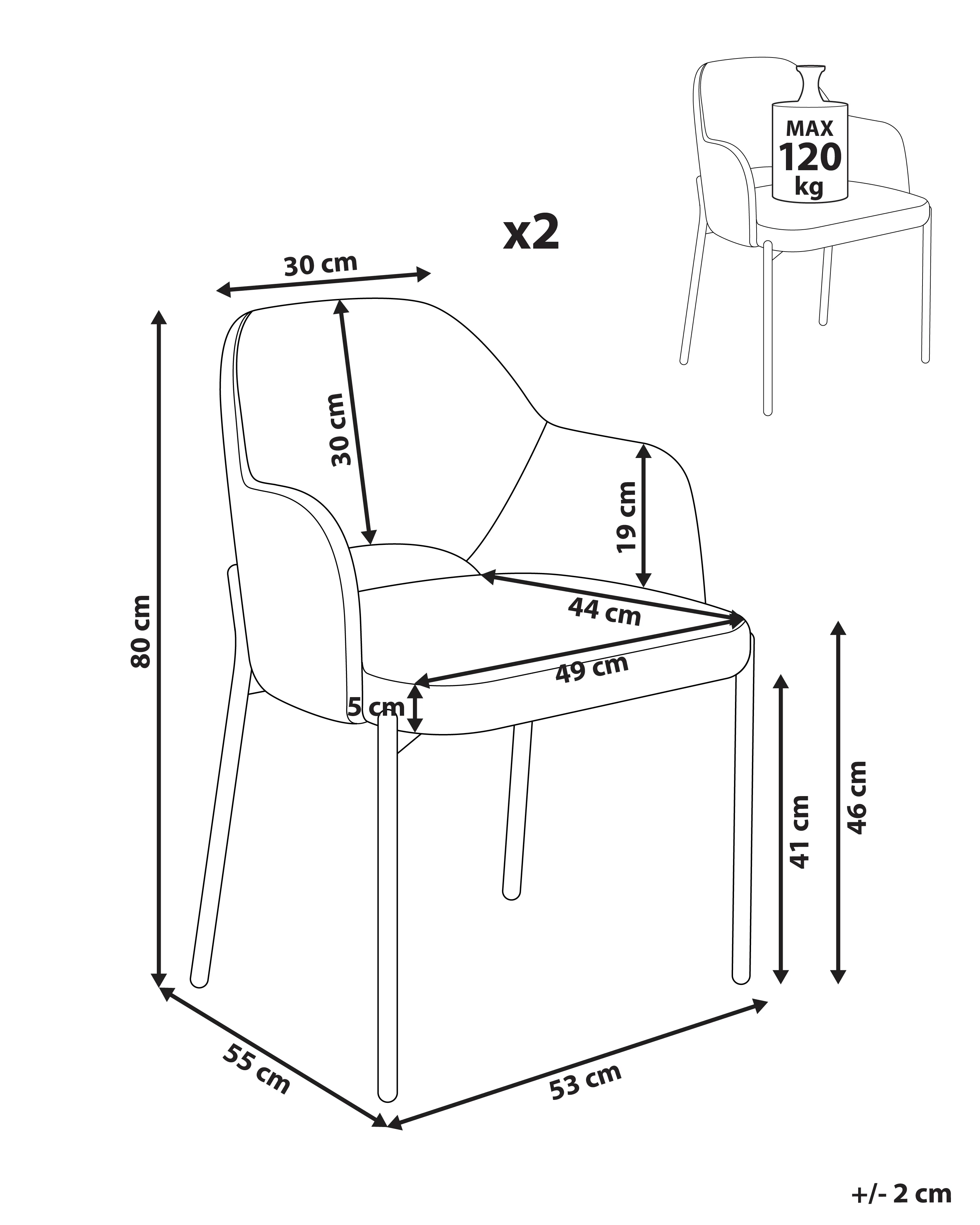 Set van 2 eetkamerstoelen RATON Corduroy Gebroken wit