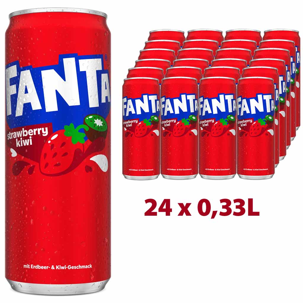 24x Fanta Strawberry & Kiwi - Erdbeere Kiwi Dose je 0,33L=7,92L MHD:30.5.25