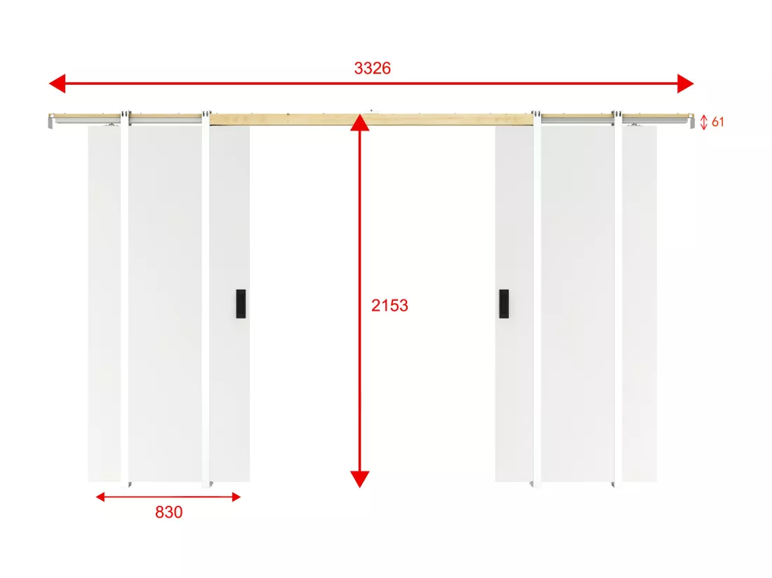 Porte coulissante double avec système à galandage - 2 x H205 x L83 cm - MDF + PVC Blanc - VARIN II