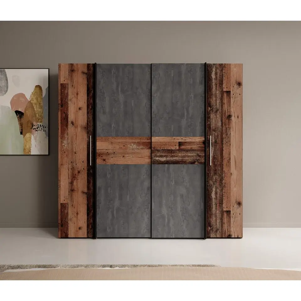 Meubella - Kledingkast Kassel - Old wood - Grijs - 200 cm