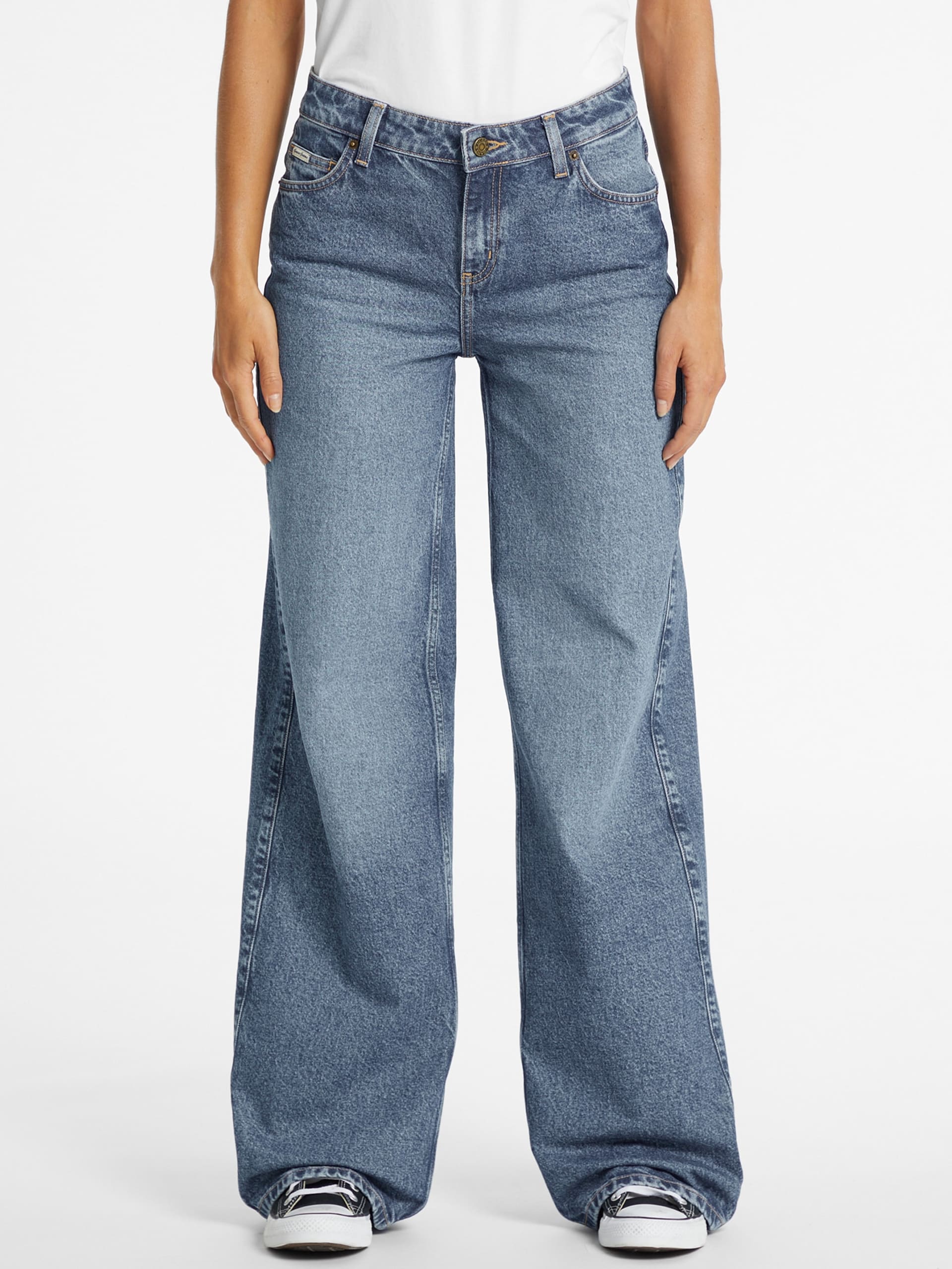 Calça jeans G11 de perna larga