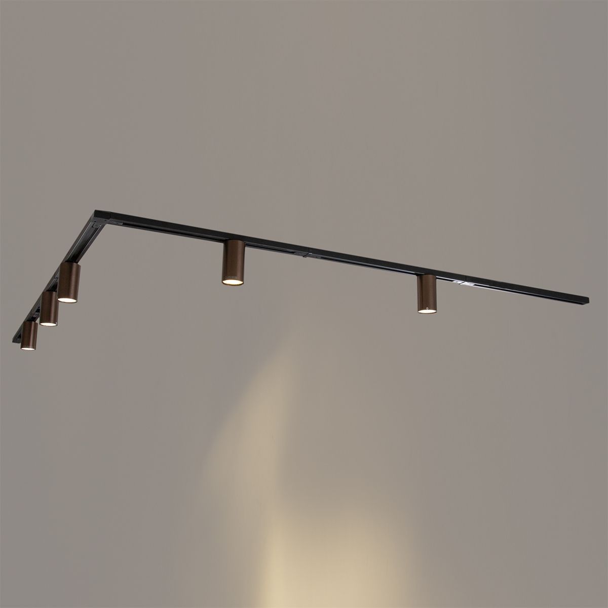 Modern railsysteem met 5 spots donker brons 1-fase GU10 50mm - Iconic Ruby