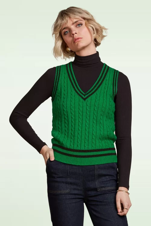 King Louie College V-Neck Spencer top in groen