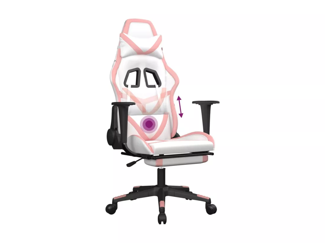 Chaise de jeu de massage avec repose-pied Blanc&Rose Similicuir