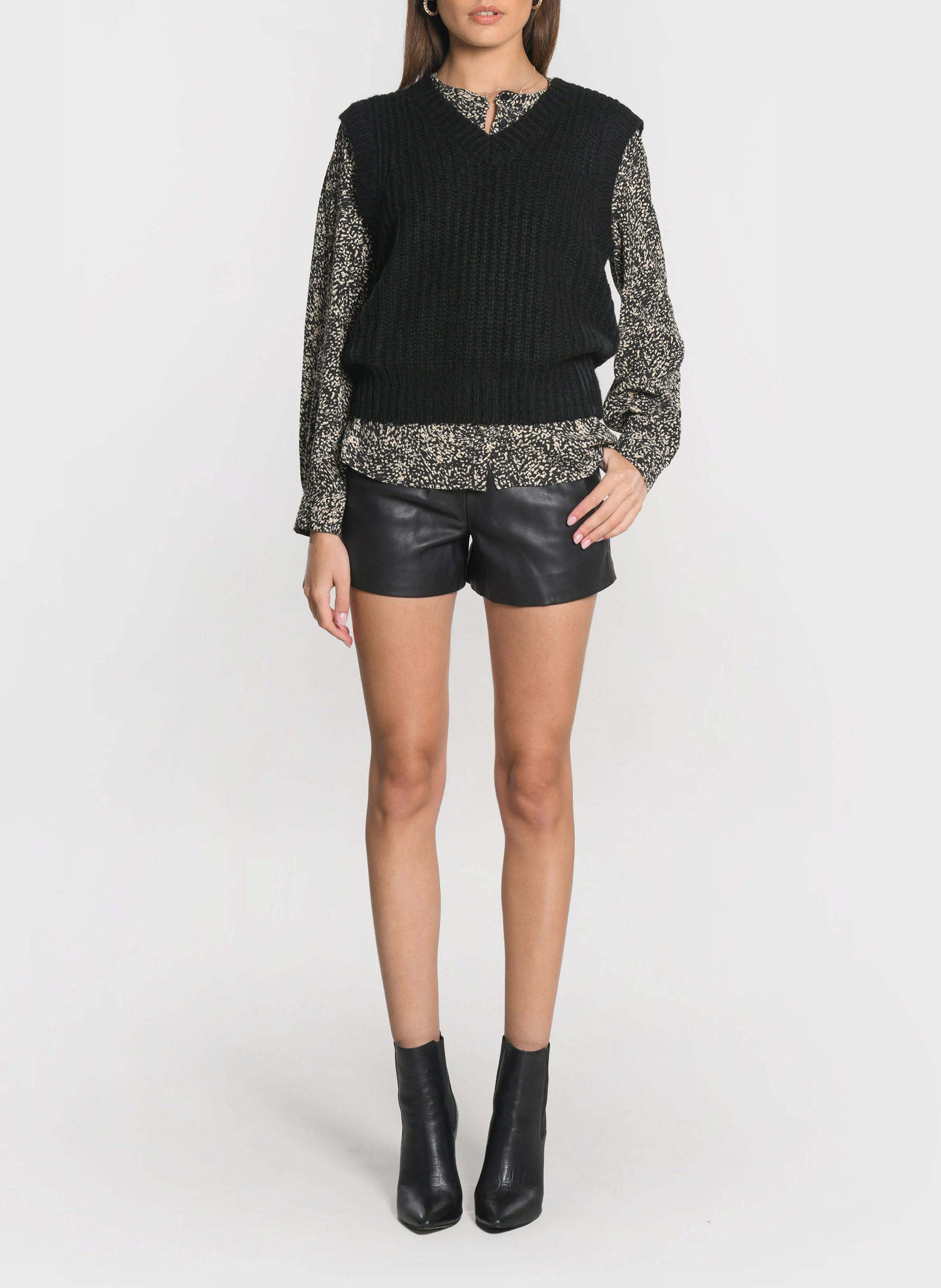 LANA - Pull droit en maille | Noir