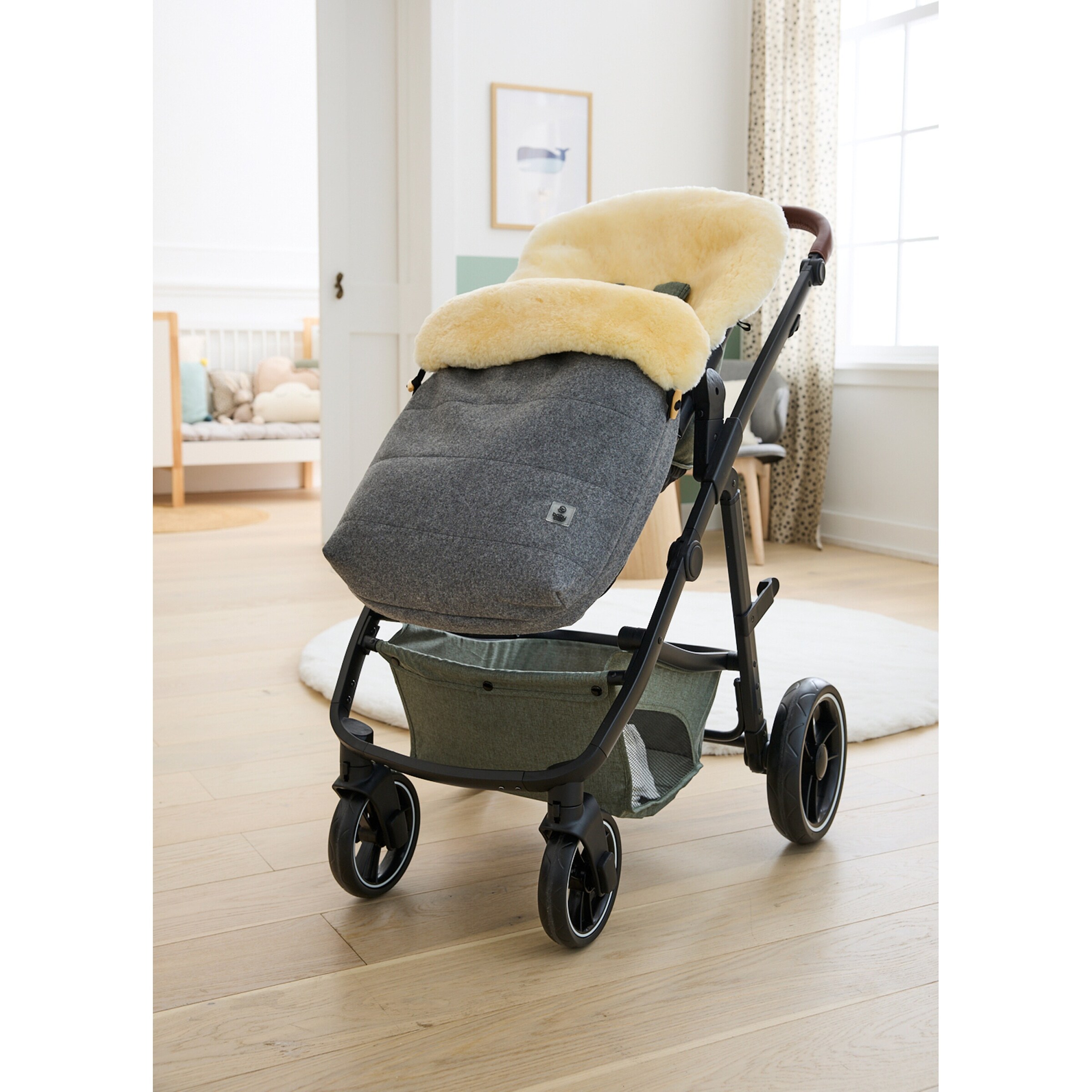 babycab Winterfußsack Lammfell Lille Wool für Kinderwagen, Buggy grau
