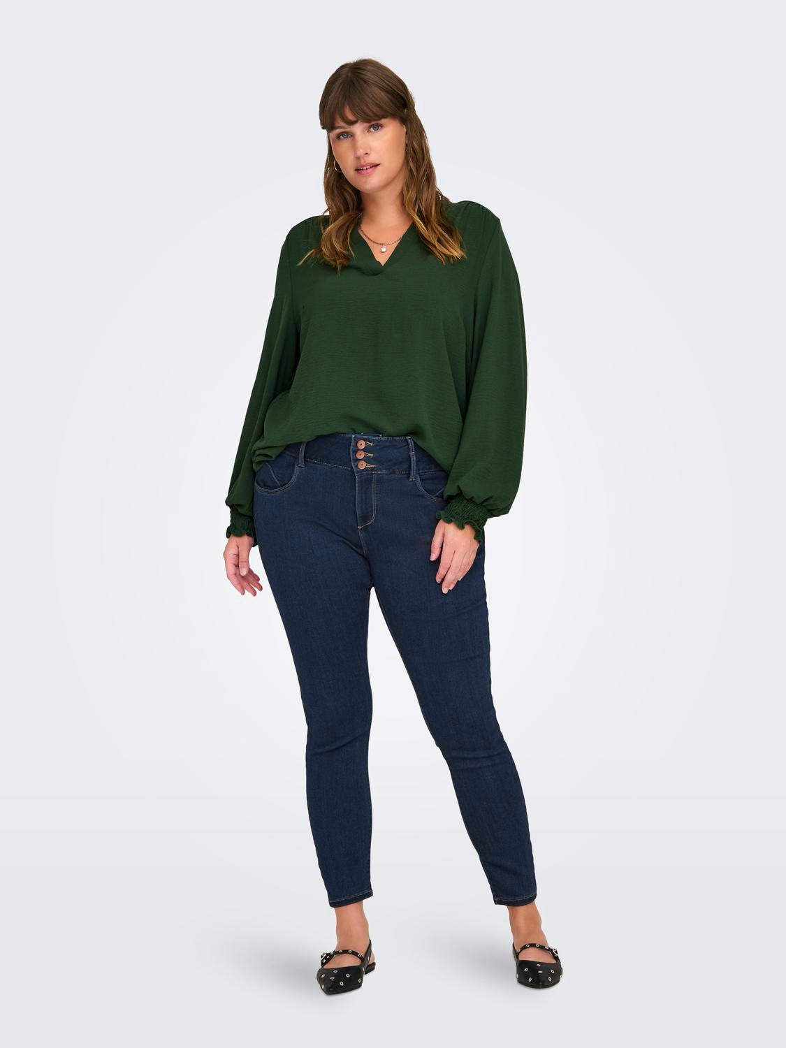 CARANNA Mittlere Taille Skinny Fit Jeans Dark Blue Denim