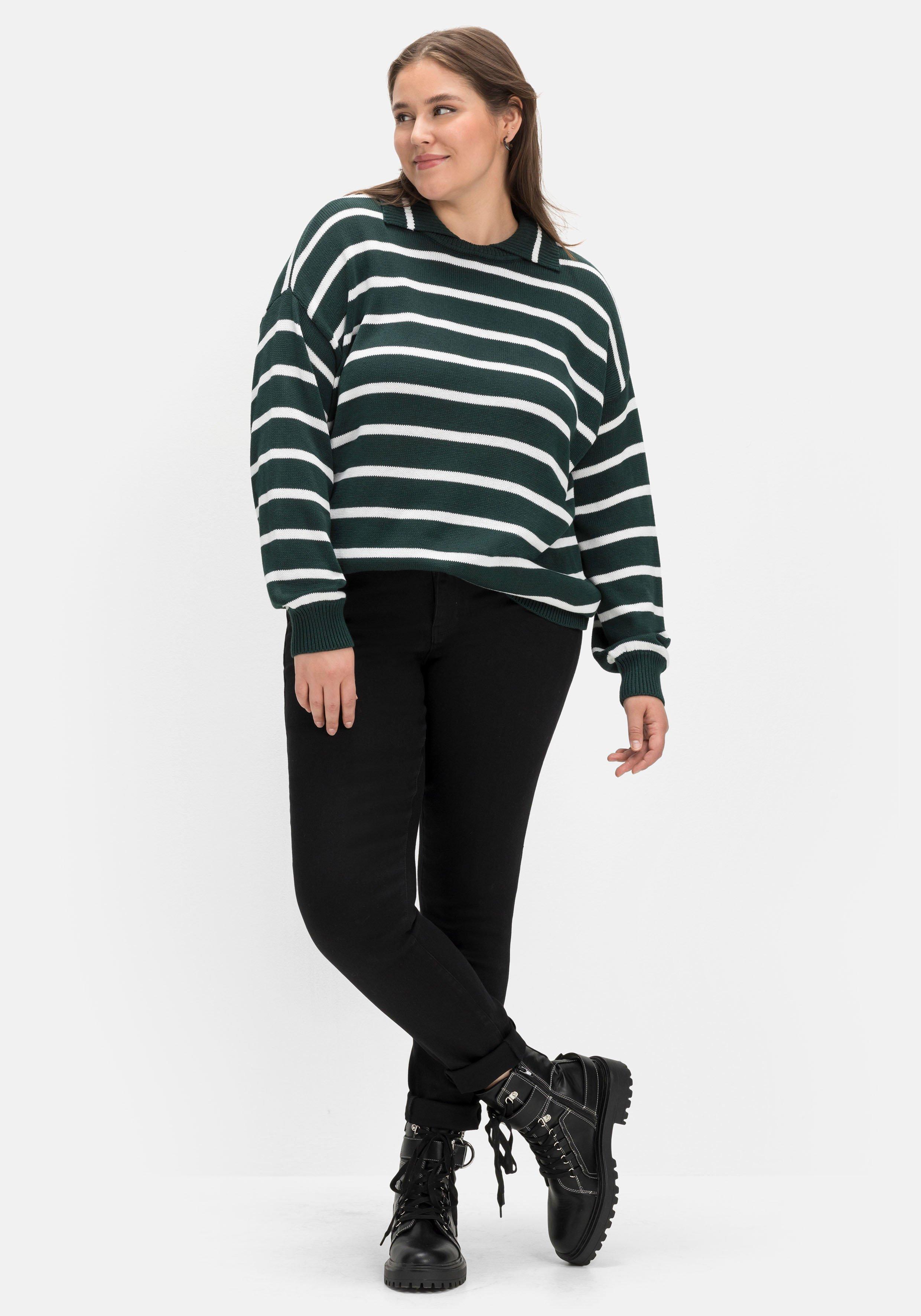 Pullover mit Streifen und Polokragen