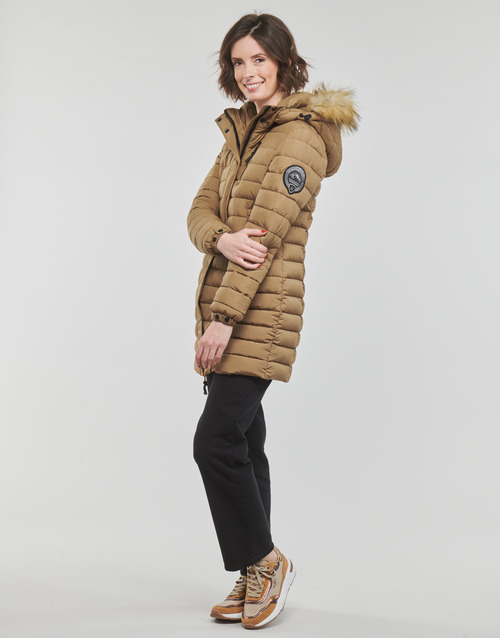 Superdry - FUJI HOODED MID LENGTH PUFFER - Marron