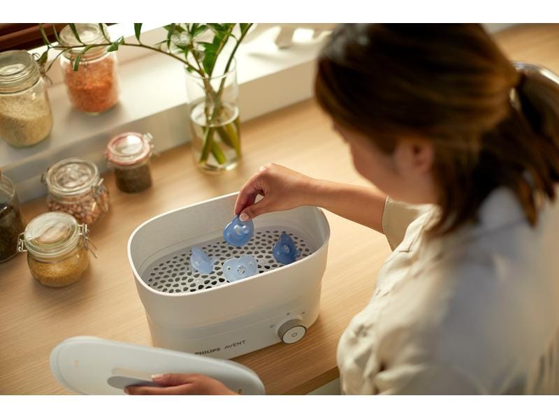 PHILIPS AVENT Nuggi Curved Soothie 0-6 Mt. Beruhigungssauger inkl. Sterilisationsbox