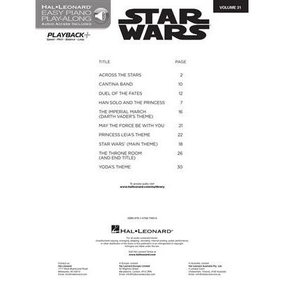 Hal Leonard Star Wars Easy Piano Play-Along songboek met audio-online