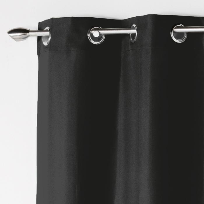 RIDEAU A OEILLETS 140X260CM ABSOLU NOIR