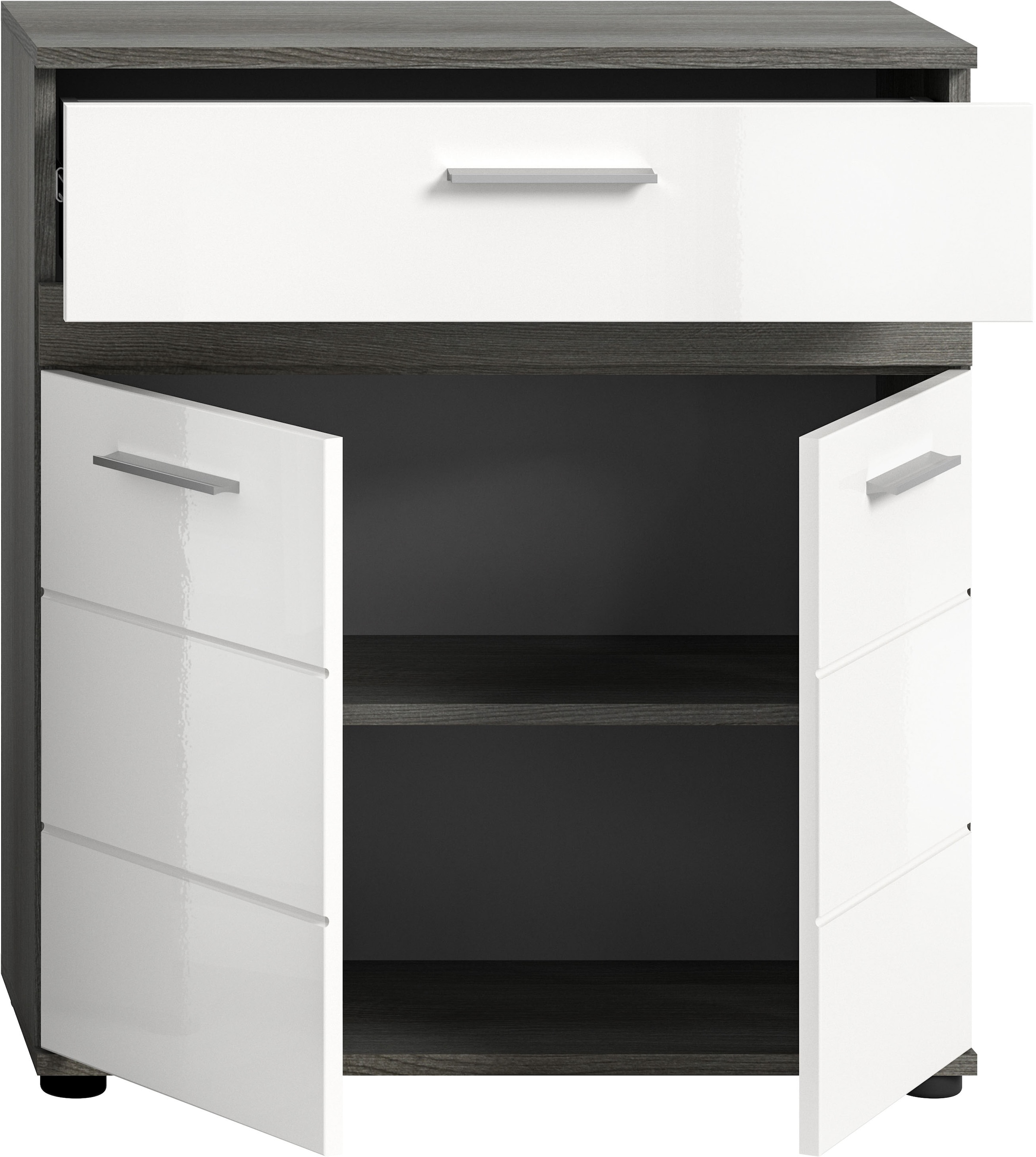 welltime Midischrank »LUCCA, TOPSELLER!, Höhe 79 cm, 2 Türen, 1 Schubkasten, 1 Einlegeboden« Badschrank, Bad-Möbel, Badezimmer