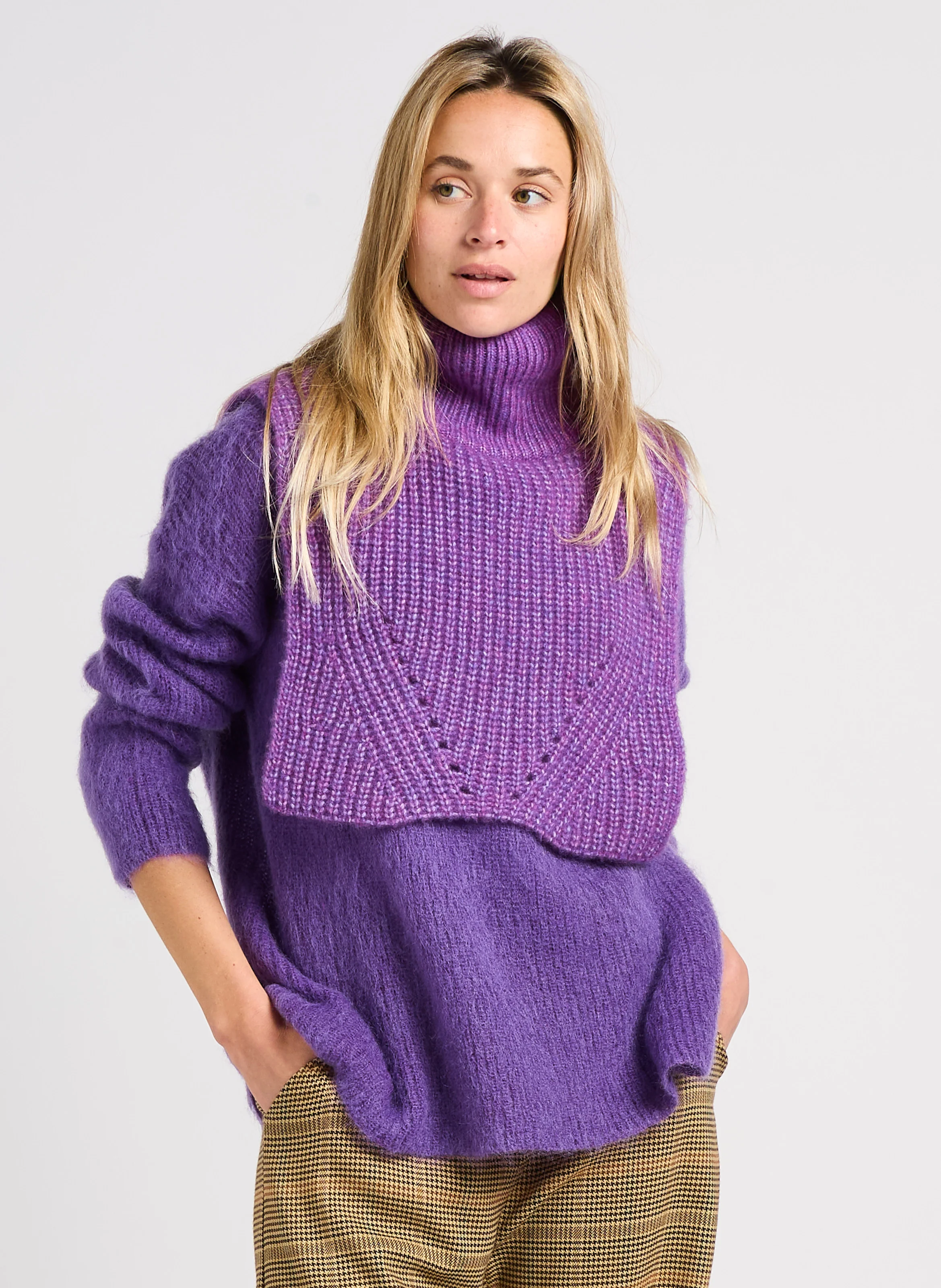 ARAVIS - Echarpe en laine mélangée | Violet