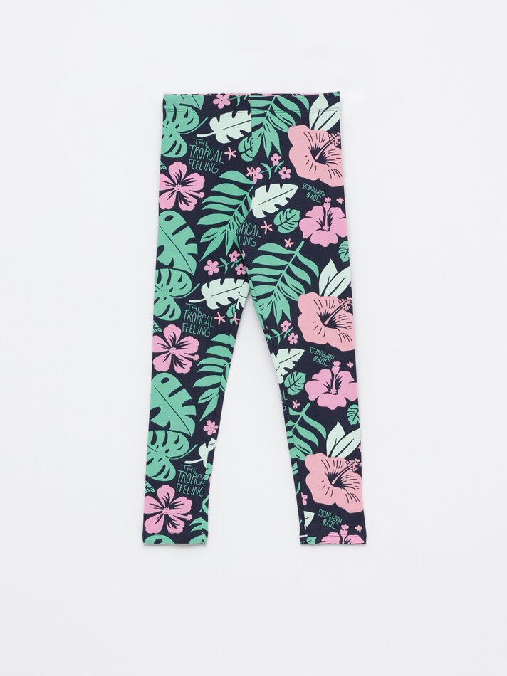 Conjunto de 2 leggings compridas básicas, lisas e estampadas - Azul Marinho