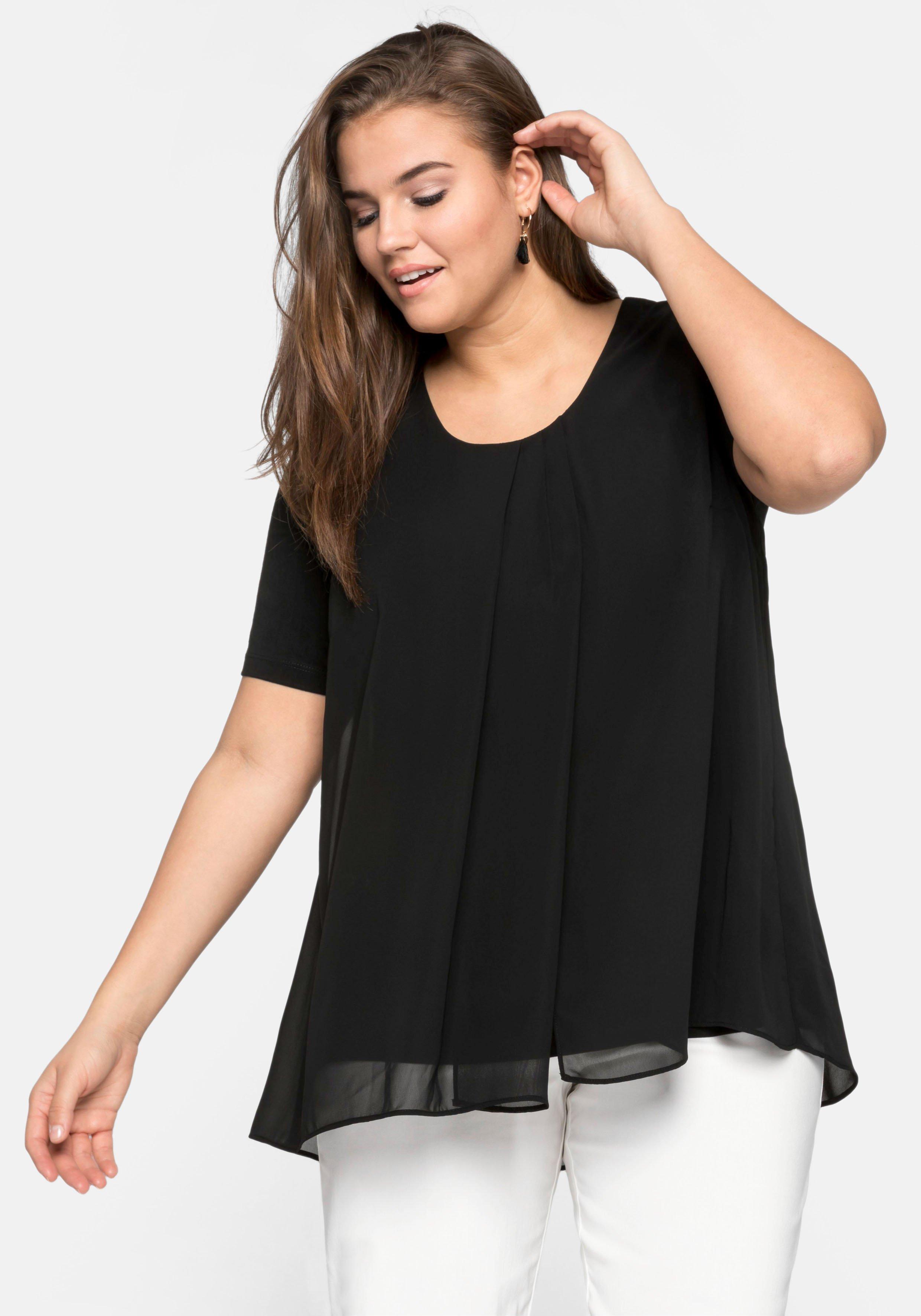 Blusenshirt mit gelegten Falten, im Lagenlook