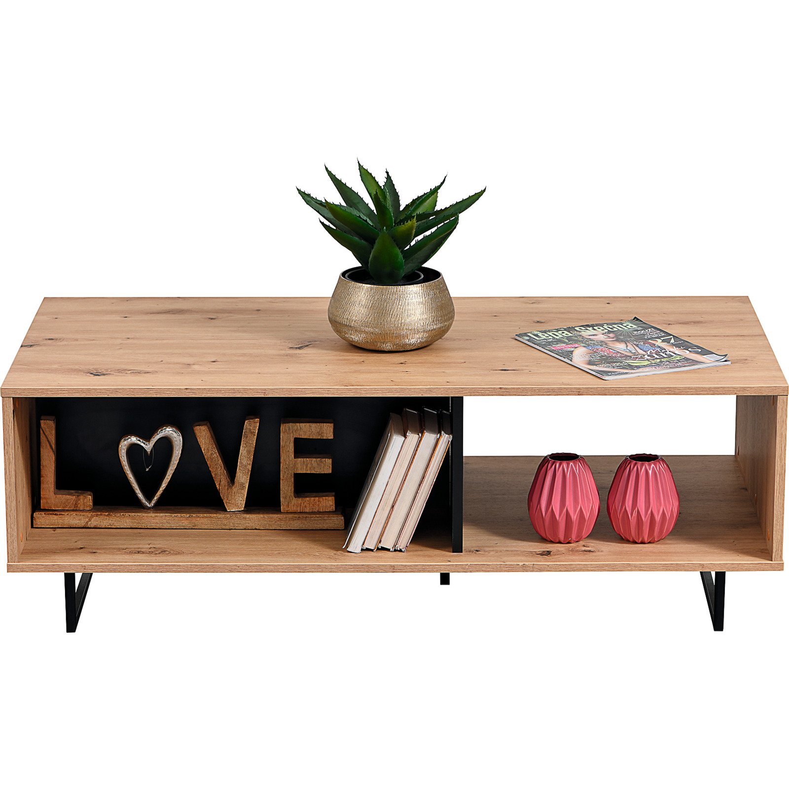 Salontisch Sardinia Melamin Artisan schwarz 121 x 43 x 61 cm