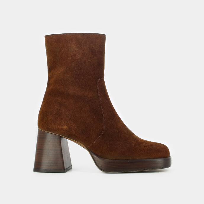 Bottines à plateformes  en croute cognac