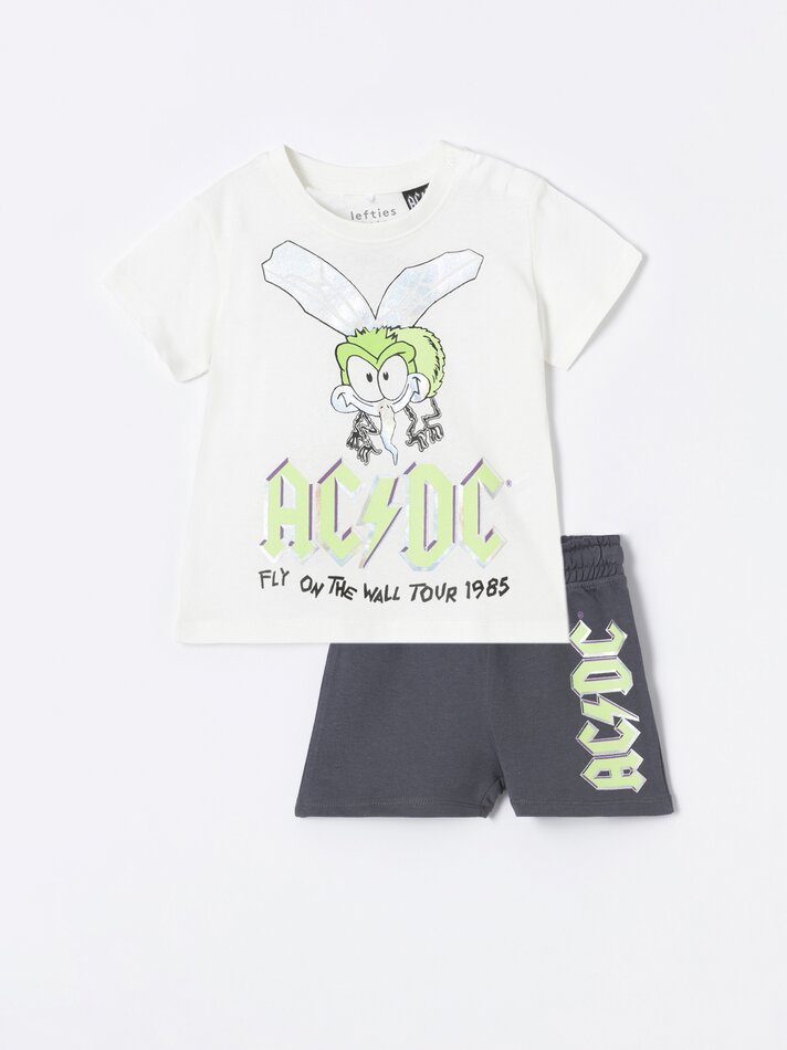 Conjunto ACDC Universal de camiseta e bermuda - Branco