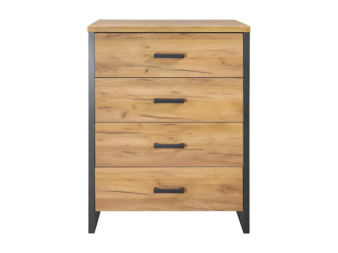 Commode 4 tiroirs pieds métal Ron