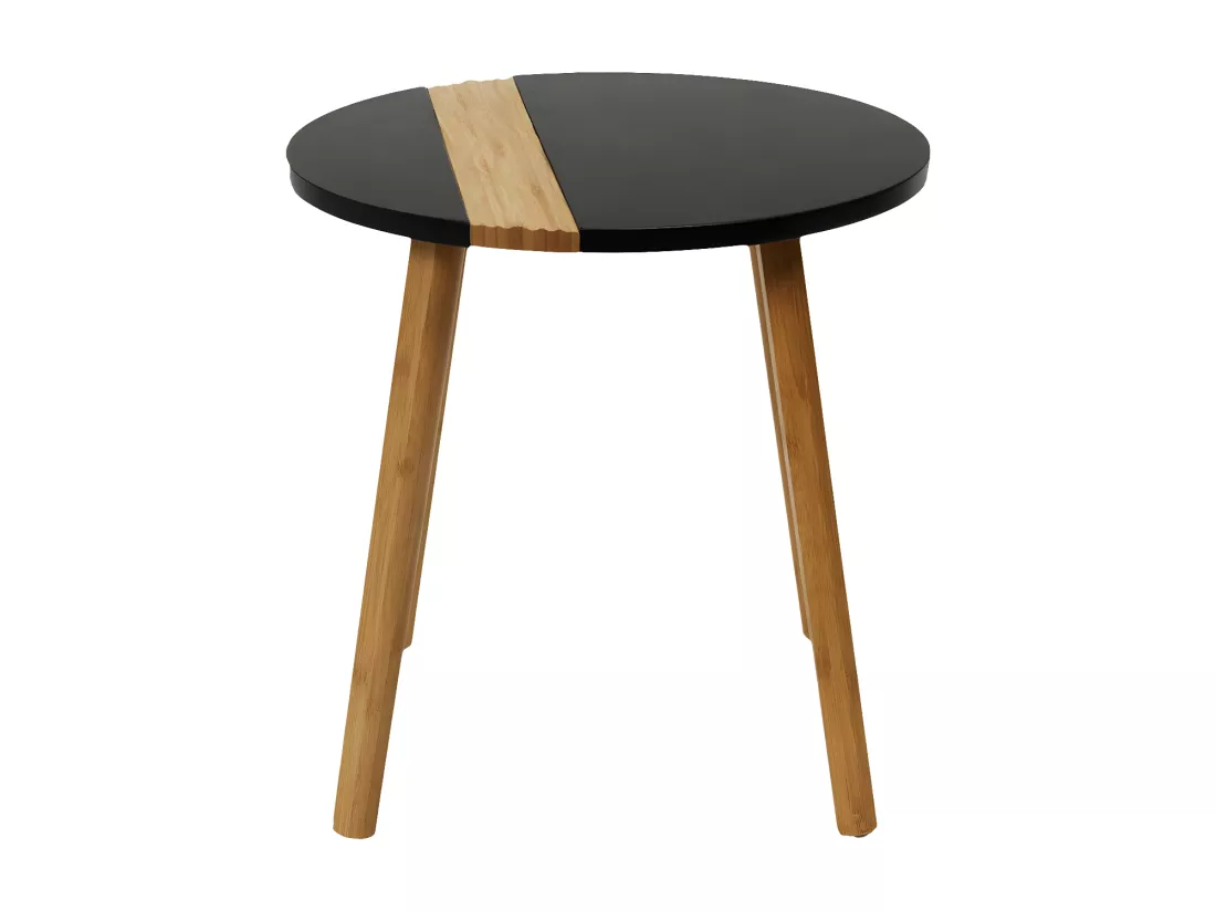 TRAZEN - Lot de 2 Tables Gigognes Noires et Relief Bambou
