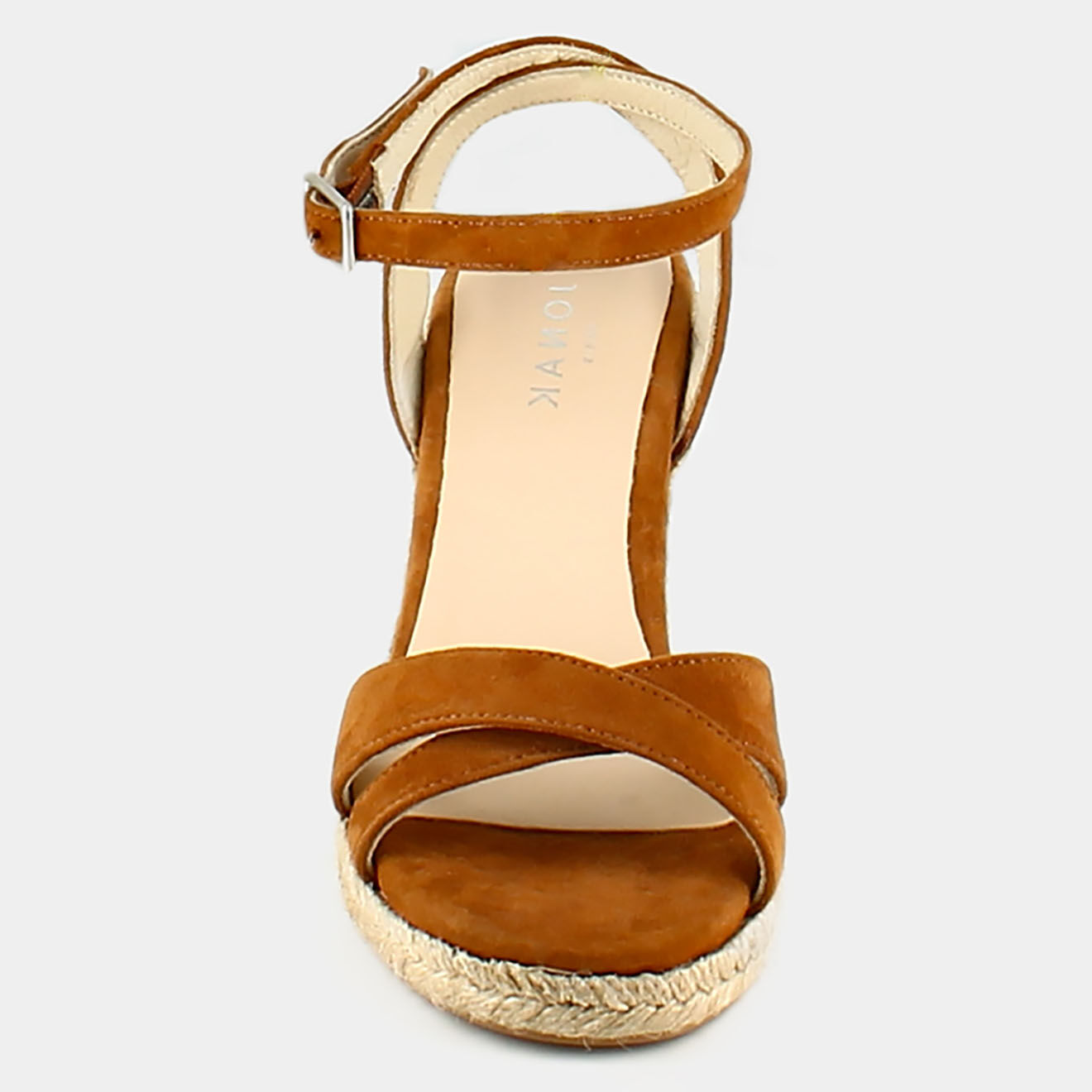 Jonak Espadrilles en Velours de Cuir Sibel cognac - Talon 10.5 cm