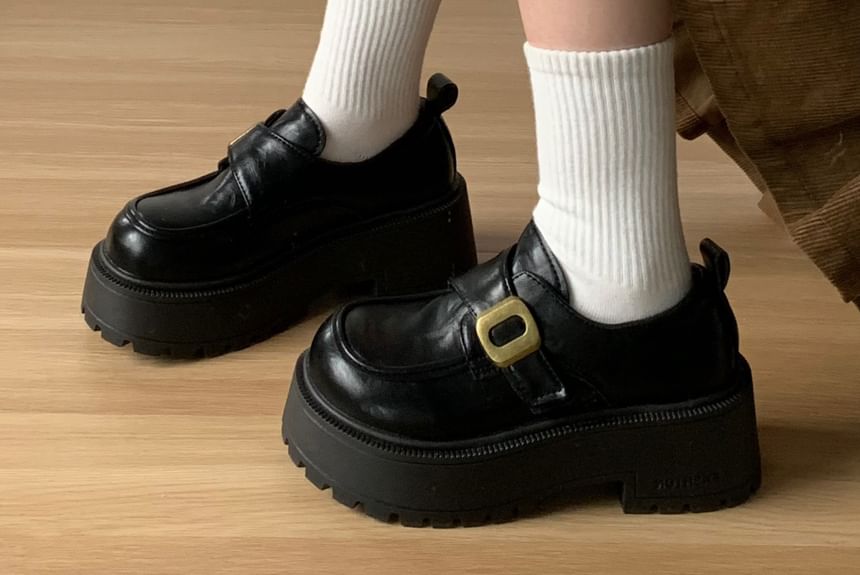 DURAC - Loafers met imitatieleren plateauzool en gesp