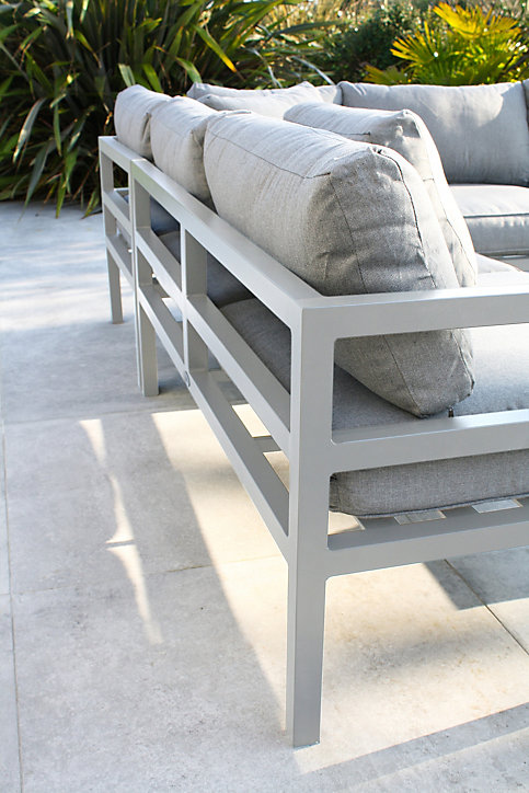 Salon de jardin d'angle Beaubourg 6 places en aluminium blanc