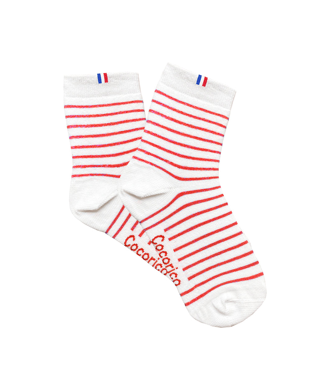 Chaussettes Femme Marinière Rouge - Intemporel