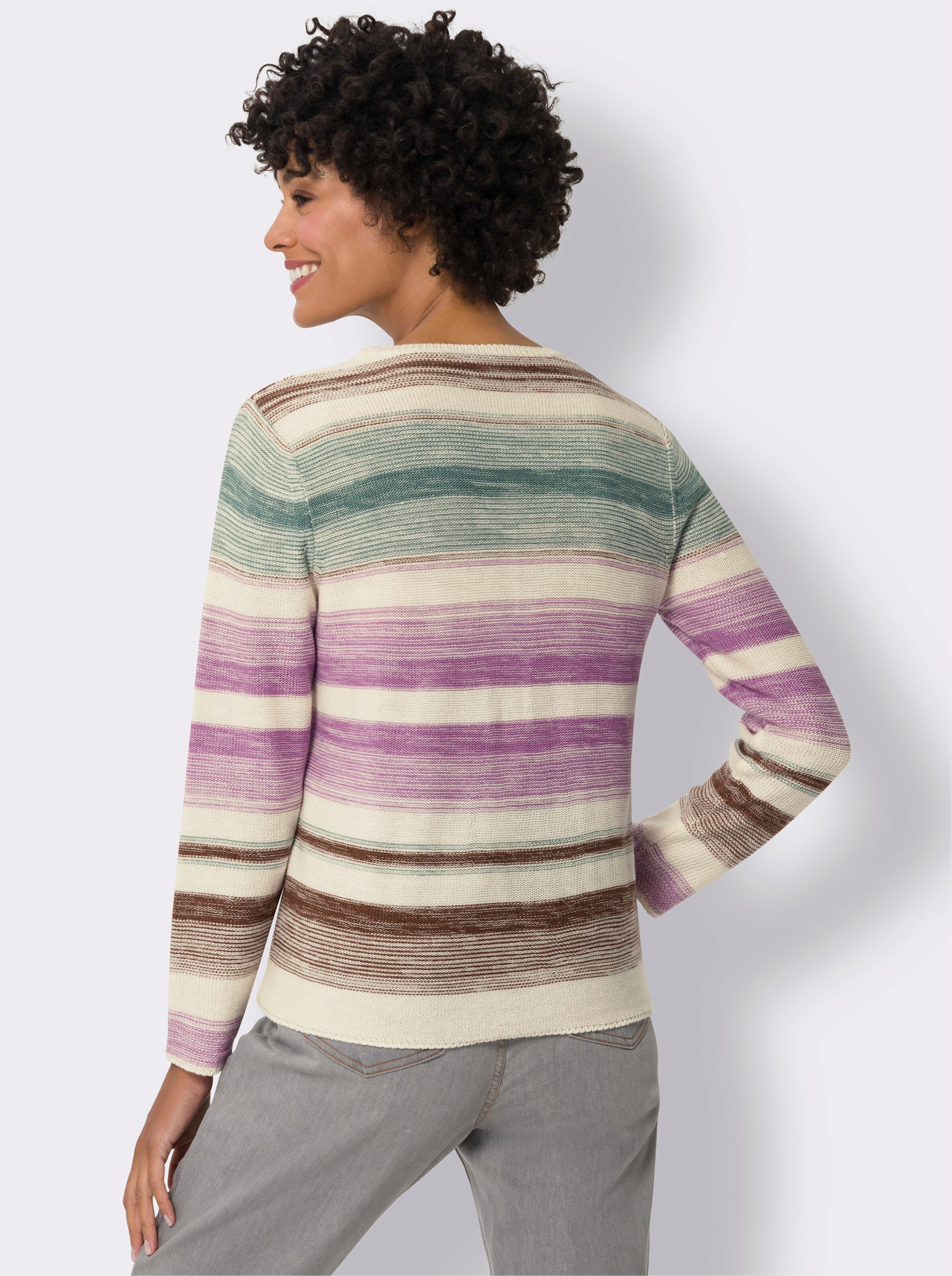 Langarm-Pullover im Linksstrick-Muster