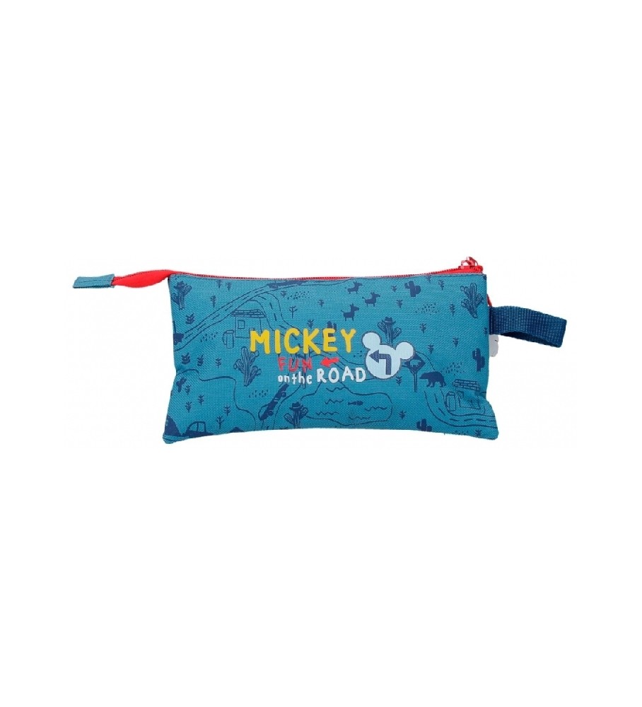 Estojo para lápis Disney Mickey Road Trip com três compartimentos, azul