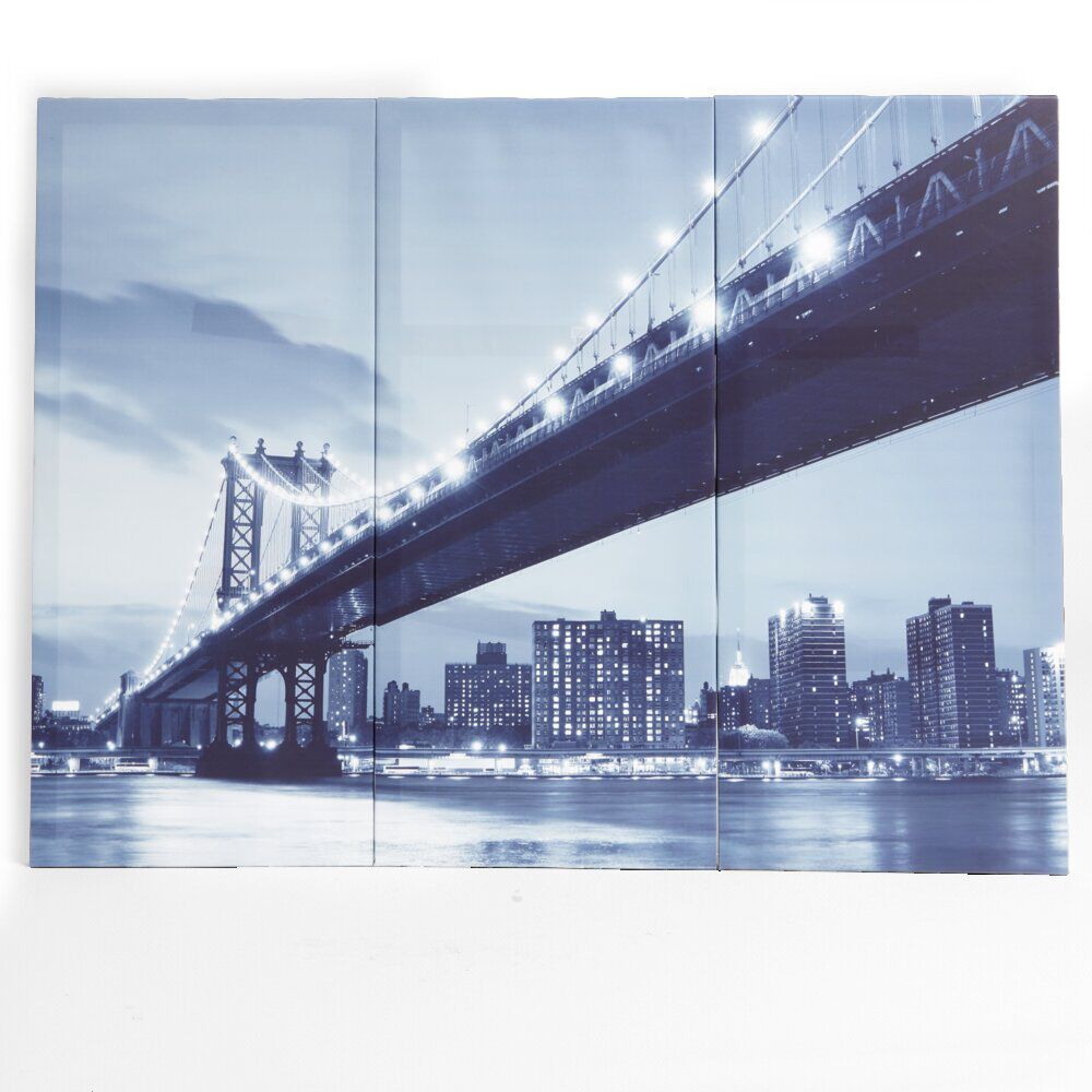 Toile triptyque imprimé pont Manhattan 80x60cm