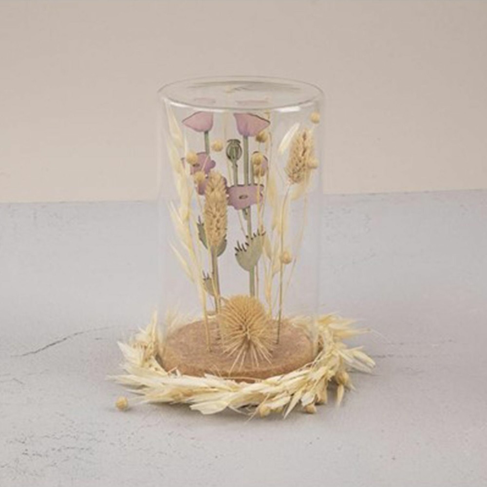 Tige de papaver et herbe en bois 20 cm