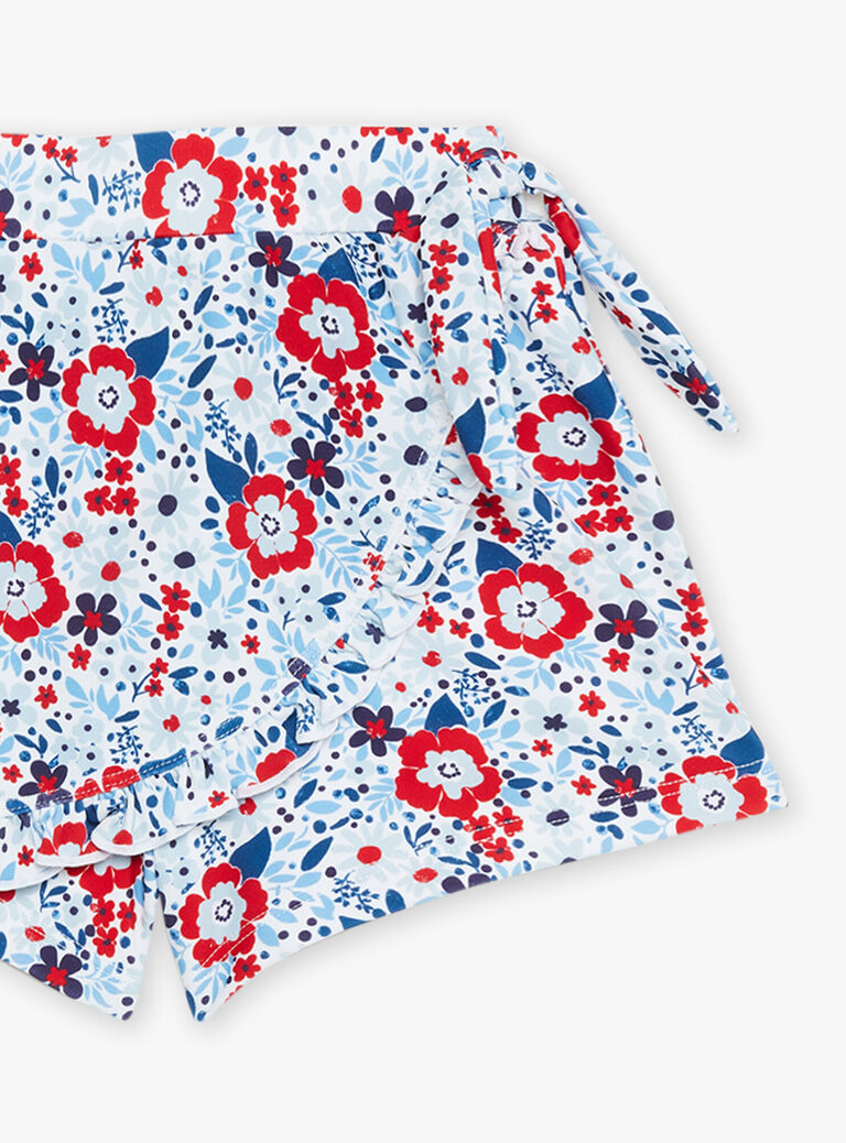 Short de bain écru à imprimé à fleuri