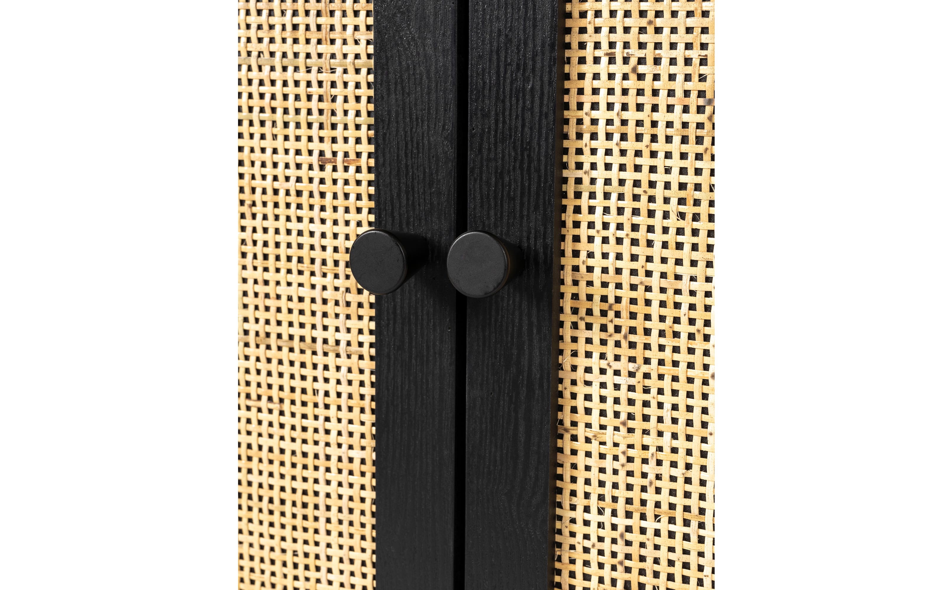 Sideboard Guuji, schwarz, Rattan, 156 cm