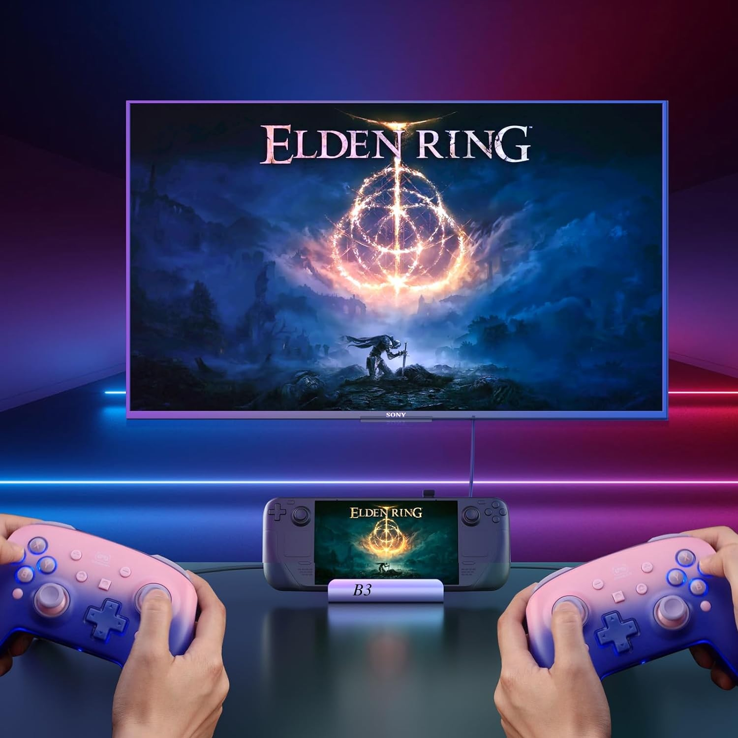 Alu Steam Deck / OLED Dockingstation Ladegerät Charging Dock Stand mit HDMI 4K@60Hz / USB C PD 55W / LAN / 3x USB A 3.0 - Grau